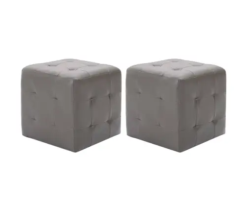 Naktiniai Staliukai, 2Vnt., Pilkos Sp., 30X30X30cm Dirbt. Oda