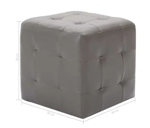 Naktiniai Staliukai, 2Vnt., Pilkos Sp., 30X30X30cm Dirbt. Oda