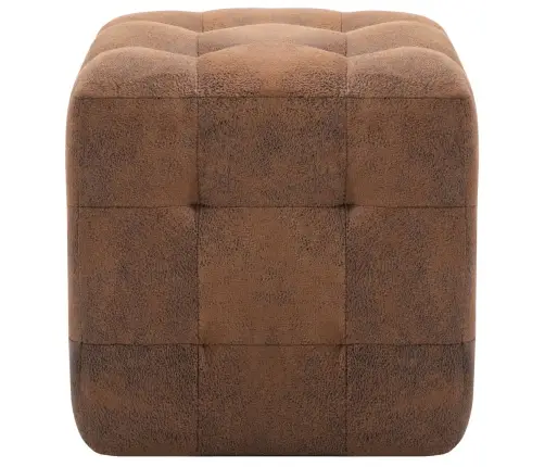 Naktinės Spintelės, 2Vnt., Rudos, 30X30X30cm Dirbtinė Oda