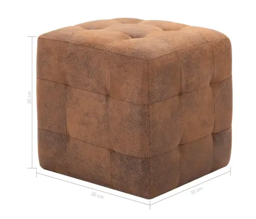 Naktinės Spintelės, 2Vnt., Rudos, 30X30X30cm Dirbtinė Oda