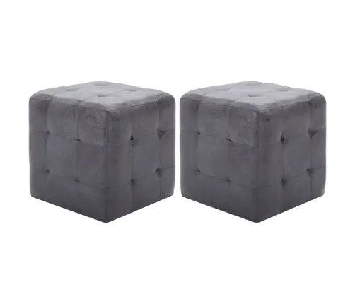 Naktinės Spintelės, 2Vnt., Pilkos, 30X30X30cm Dirbtinė Oda