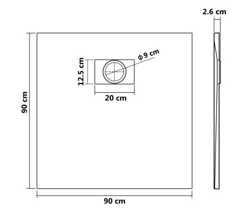 Dušas Pamatne, 90X90 Cm, Smc, Balta Vidaxl