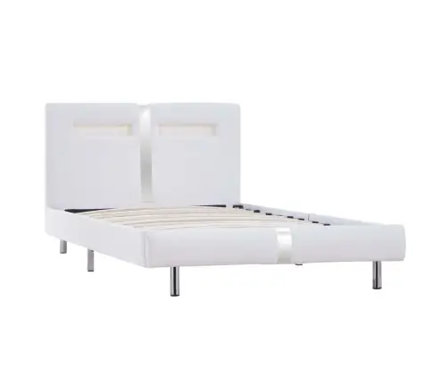 Gultas Rāmis Ar Led, Balta Mākslīgā Āda, 90X200 Cm Vidaxl