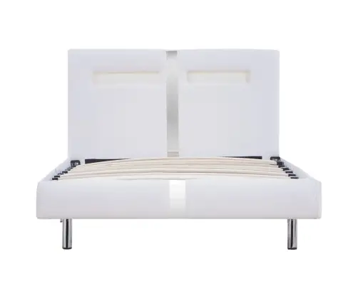 Gultas Rāmis Ar Led, Balta Mākslīgā Āda, 90X200 Cm Vidaxl