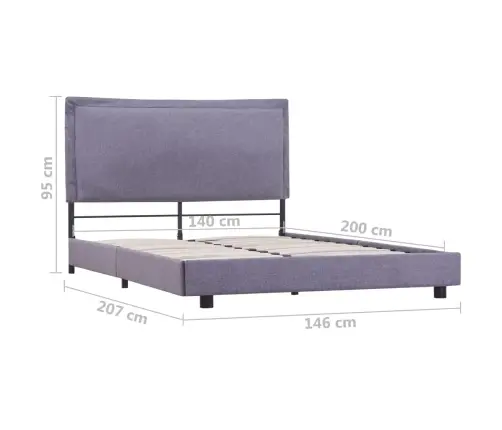 Gultas Rāmis, Gaiši Pelēks Audums, 140X200 Cm Vidaxl