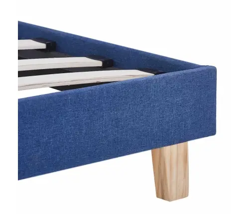 Gultas Rāmis Bez Matrača, Zils, Audums, 150X200 Cm Vidaxl