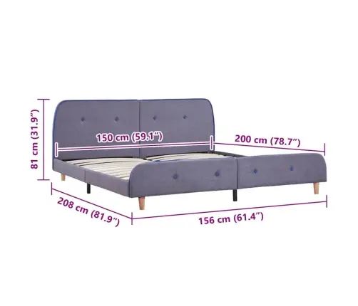 Voodiraam Ilma Madratsita, Helehall, Kangas, 150X200 Cm