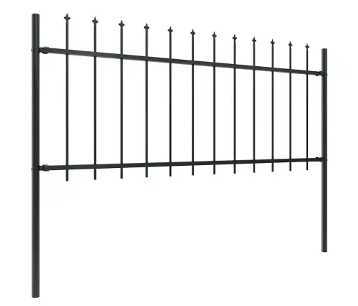 Dārza Žogs Ar Šķēpu Galiem, Tērauds, 181X80 Cm, Melns Vidaxl