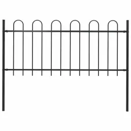 Dārza Žogs Ar Stīpām Augšpusē, Tērauds, 181X100 Cm, Melns Vidaxl