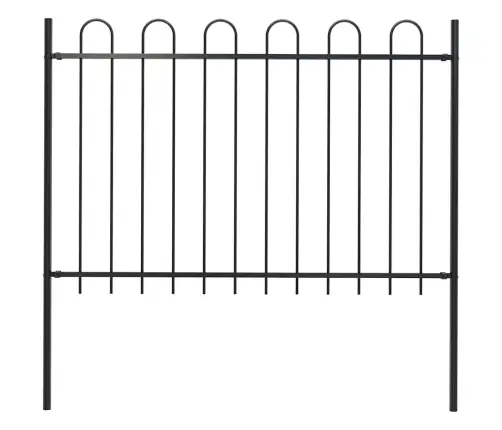 Dārza Žogs Ar Stīpām Augšpusē, Tērauds, 181 Cm, Melns Vidaxl