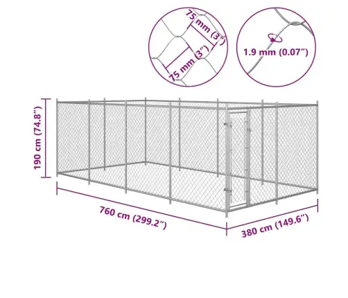 Lauko Voljeras Šunims, 7,6X3,8X1,9M