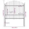 Dārza Žogs Ar Pīķiem Augšpusē, Tērauds, (1,5-1,75)X1,7 M, Melns Vidaxl