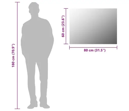 Veidrodis Be Rėmo, 80X60cm Stiklas