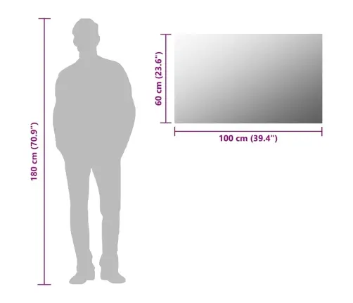 Spogulis Bez Rāmja, 100X60 Cm, Stikls Vidaxl