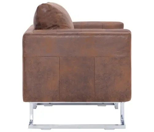 Atpūtas Krēsls, Kuba Forma, Brūna Mākslīgā Zamšāda Vidaxl