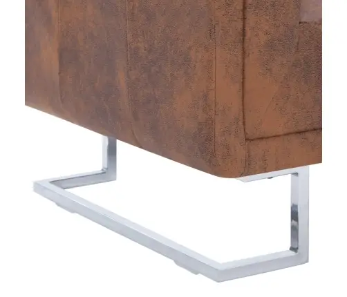 Atpūtas Krēsls, Kuba Forma, Brūna Mākslīgā Zamšāda Vidaxl