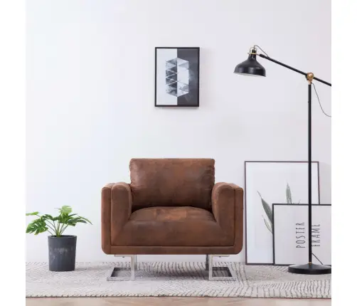 Atpūtas Krēsls, Kuba Forma, Brūna Mākslīgā Zamšāda Vidaxl