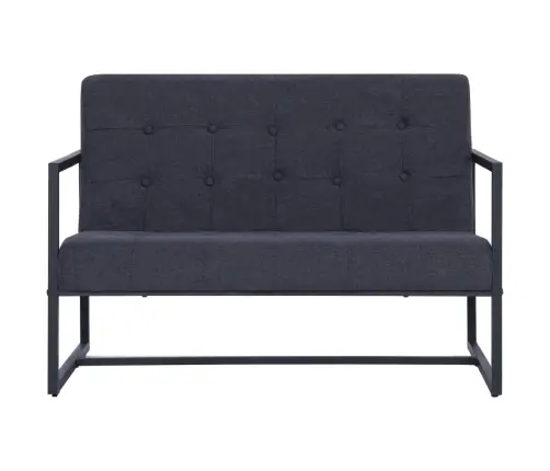 Dīvāns Ar Roku Balstiem, Divvietīgs, Tērauds, Tumšpelēks Audums Vidaxl