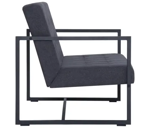 Dīvāns Ar Roku Balstiem, Divvietīgs, Tērauds, Tumšpelēks Audums Vidaxl