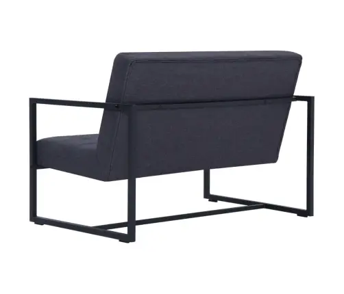 Dīvāns Ar Roku Balstiem, Divvietīgs, Tērauds, Tumšpelēks Audums Vidaxl