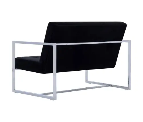 2-Kohaline Käetugedega Diivan, Must, Kroom Ja Samet