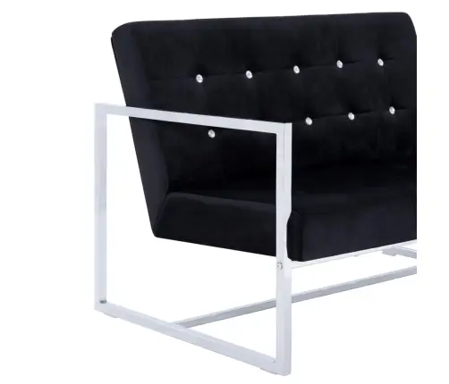 2-Kohaline Käetugedega Diivan, Must, Kroom Ja Samet