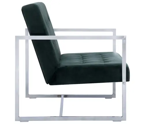 2-Kohaline Käetugedega Diivan, Tumeroheline, Kroom Ja Samet