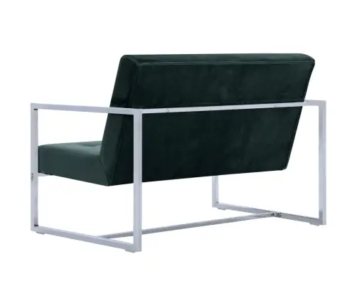 2-Kohaline Käetugedega Diivan, Tumeroheline, Kroom Ja Samet