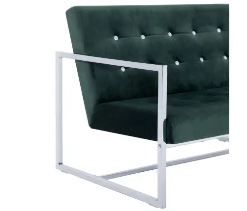 2-Kohaline Käetugedega Diivan, Tumeroheline, Kroom Ja Samet