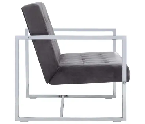 Divvietīgs Dīvāns Ar Roku Balstiem, Hroms, Tumši Pelēks Samts Vidaxl