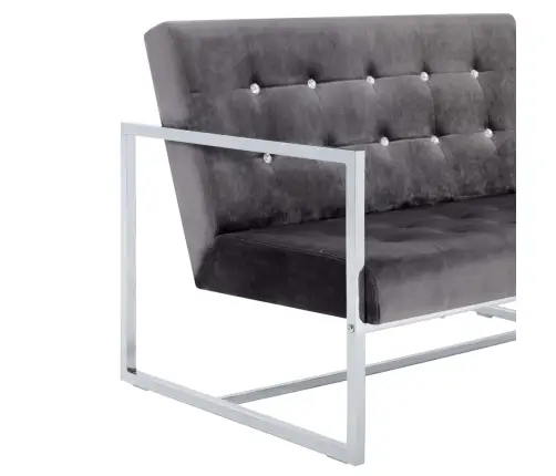 Divvietīgs Dīvāns Ar Roku Balstiem, Hroms, Tumši Pelēks Samts Vidaxl