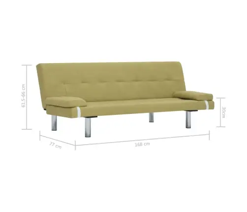 Izvelkams Dīvāns Ar 2 Spilveniem, Zaļš Poliesters Vidaxl