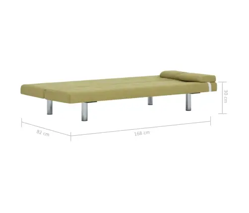Izvelkams Dīvāns Ar 2 Spilveniem, Zaļš Poliesters Vidaxl
