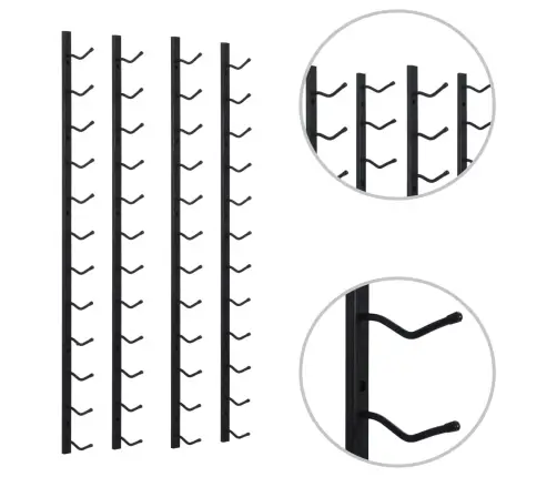 Seinale Kinnitatavad Veiniriiulid 12 Pudelile, 2 Tk, Must Raud