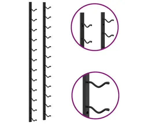 Sienas Vīna Pudeļu Plaukti 12 Pudelēm, 2 Gab., Melna Dzelzs Vidaxl