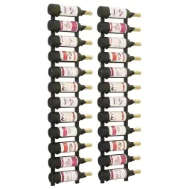 Seinale Kinnitatavad Veiniriiulid 12 Pudelile, 2 Tk, Must Raud