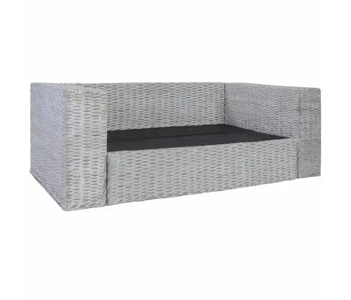 Divvietīgs Dīvāns Ar Matračiem, Pelēka Dabīgā Rotangpalma Vidaxl