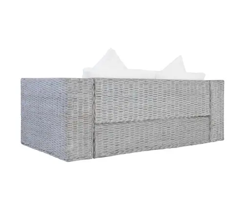 Divvietīgs Dīvāns Ar Matračiem, Pelēka Dabīgā Rotangpalma Vidaxl