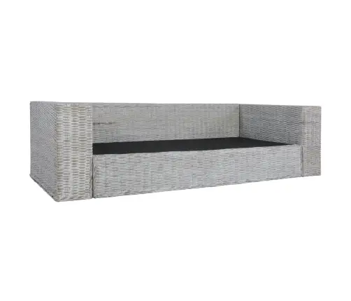 Trīsvietīgs Dīvāns Ar Matračiem, Pelēka Dabīgā Rotangpalma Vidaxl