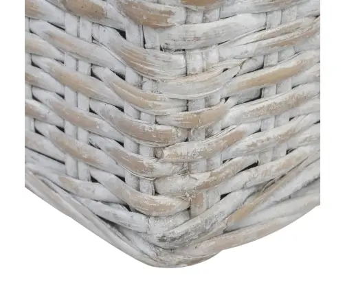 Trīsvietīgs Dīvāns Ar Matračiem, Pelēka Dabīgā Rotangpalma Vidaxl