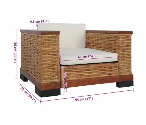 Tugitool Patjadega, Pruun, Naturaalne Rotang