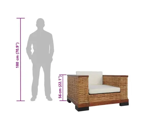 Tugitool Patjadega, Pruun, Naturaalne Rotang