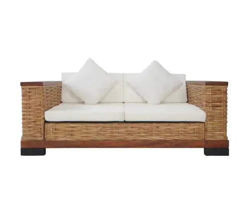 Dvivietė Sofa Su Pagalvėlėmis, Rudos Sp., Natūralus Ratanas