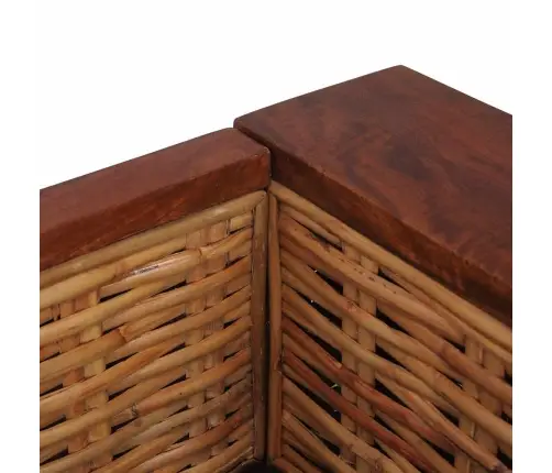 Trīsvietīgs Dīvāns Ar Matračiem, Dabīga Rotangpalma, Brūns Vidaxl