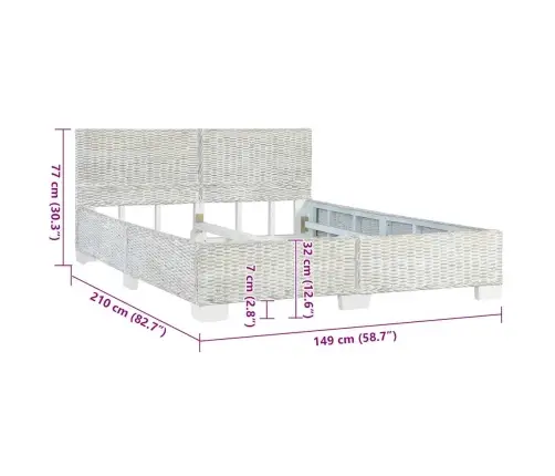 Gultas Rāmis, Pelēka Dabīgā Rotangpalma, 140X200 Cm Vidaxl