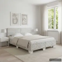 Gultas Rāmis, Pelēka Dabīgā Rotangpalma, 140X200 Cm Vidaxl Gultas Rāmis, Pelēka Dabīgā Rotangpalma, 140X200 Cm Vidaxl