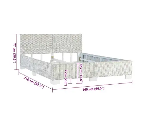 Gultas Rāmis, Pelēka Dabīgā Rotangpalma, 160X200 Cm Vidaxl