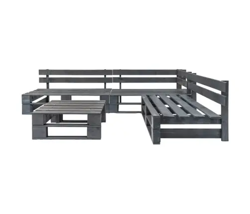 Sodo Poilsio Baldų Komplektas, 4 Dalių, Pilkas, Mediena