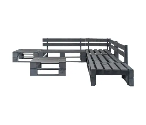 Sodo Poilsio Baldų Komplektas, 6 Dalių, Pilkas, Mediena