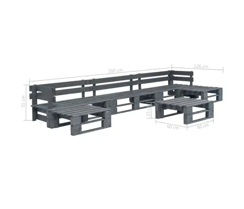 6-Daļīgs Dārza Atpūtas Mēbeļu Komplekts, Pelēks Koks Vidaxl